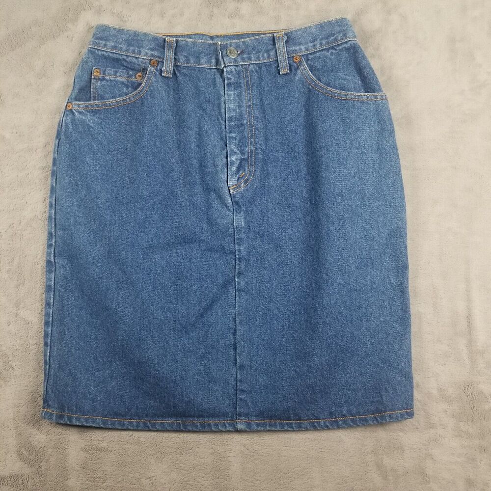 VINTAGE Levis Jean Skirt Womens Juniors Size 15 Blue Denim USA Festival BOHO